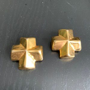 Robert Lee Morris Gold Cross Earrings (Rare)